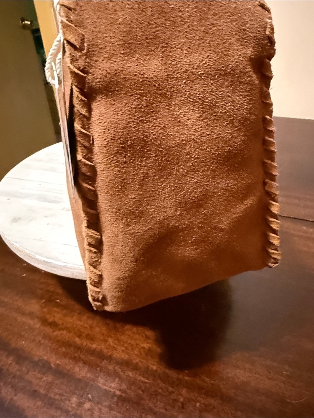 Haute Hippie NWT Brown Suede Hobo Bag Boho Braided Shoulder Whipstitch Festival - Picture 5 of 15